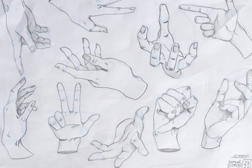 Étude de mains au crayon – exercice d’observation en Prépa Design IFFDEC