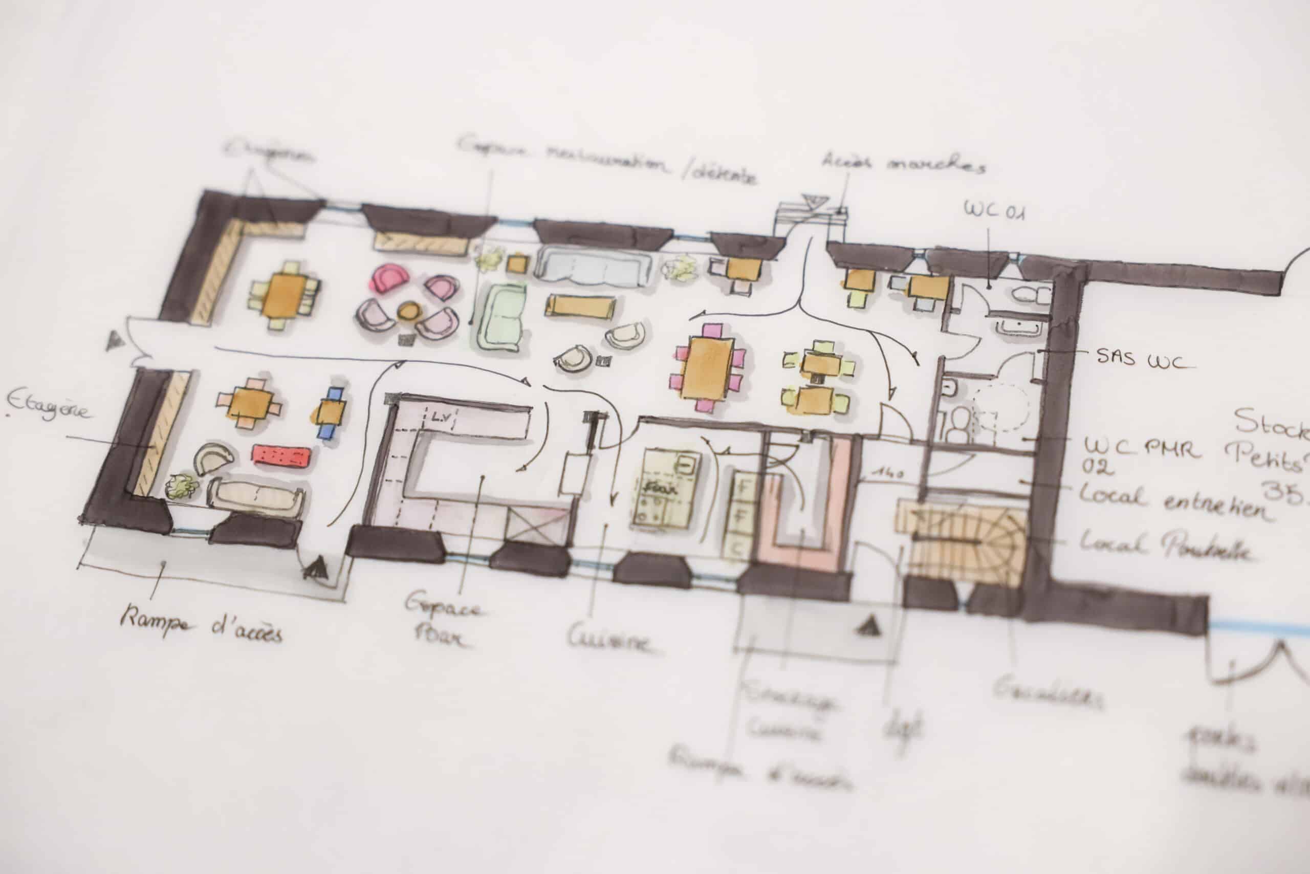 plan architecture en couleur